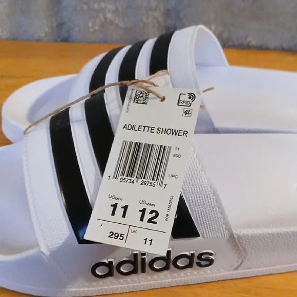 Adidas Classic White and Black Slides - Picture 6 of 6